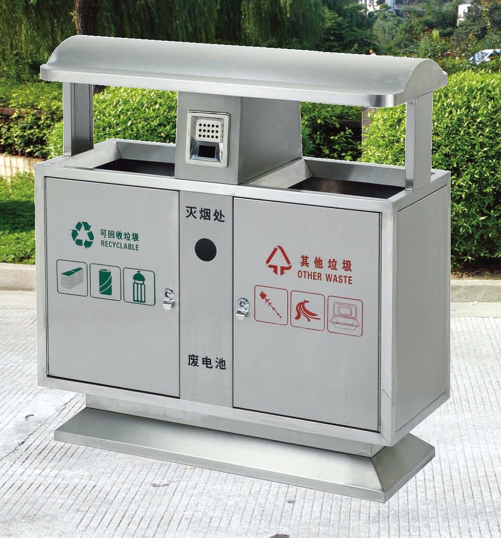 山東不銹鋼果皮箱，濰坊不銹鋼分類垃圾桶