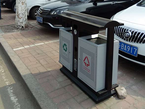 戶(hù)外鋼制分類(lèi)垃圾桶WJ-8009